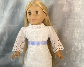 Historical Edwardian White Lace Summer Dress for American Girl Doll 18" Doll