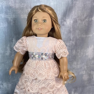 Historical Edwardian Light Pink Lace Summer Dress for American Girl Doll 18&quot; Doll