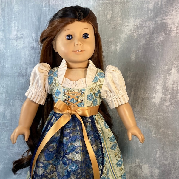 Dirndl Doll Dress Red Traditional Folk Alpine Style for American Girl Doll 18" Doll