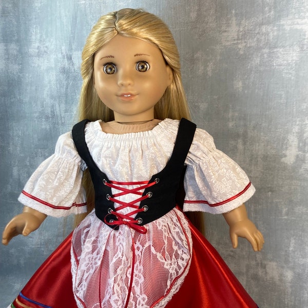 Traditional Italian Folk Tarantella Dress for American Girl Doll 18" Doll