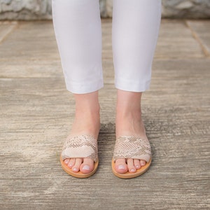Summer leather flats, Greek Leather Sandals, Women Sandals, Slides Sandals, Handmade Sandals, Strappy Sandals, Leather Sandals, Sandals