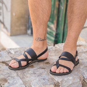 Men Sandals, Mens Leather Sandals, Greek sandals, Roman Mens Sandals, Mens leather slides, Handmade, Black Men Sandals, Summer men Sandals