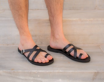 Sandalias de cuero hechas a mano para hombre: Sandalias de verano para ir descalzo