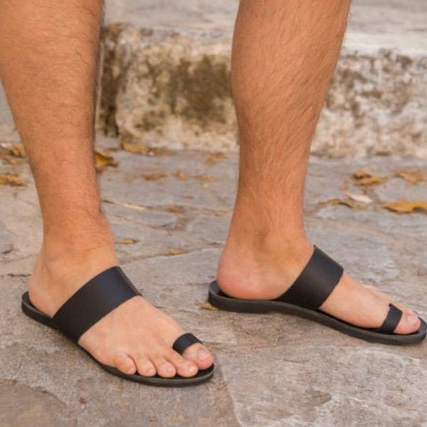 Men Sandals, Leather Sandals, Black Men Sandals, Greek ancient sandals, Roman Mens Sandals, mens leather slides, Handmade Sandals, Sandals