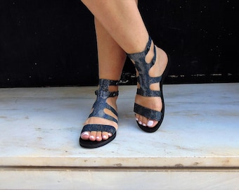 Handmade Leather Gladiator Sandals, Strappy Greek Summer Shoes