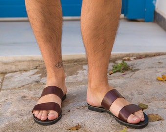 Sandales en cuir pour homme, sandales pour homme, sandales romaines pour homme, claquettes en cuir pour homme, sandales homme faites main, sandales homme marron, sandales homme d'été