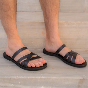 Greek Men Sandals, Men leather Sandals, Men Slides, Handmade Men Sandals, Men Sandals, Summer Sandals for men, Barefoof Men Sandals, Sandals image 2