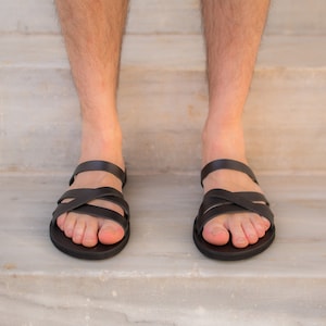 Greek Men Sandals, Men leather Sandals, Men Slides, Handmade Men Sandals, Men Sandals, Summer Sandals for men, Barefoof Men Sandals, Sandals image 1