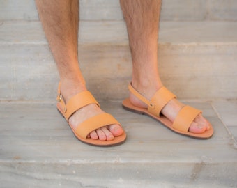 Handmade Leather Men's Sandals: Greek Style Summer Slides