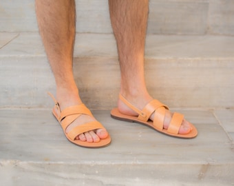 Handgemaakte leren Griekse sandalen voor heren, zomerstrandschoenen
