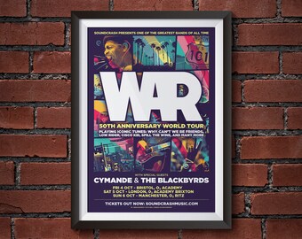 WAR (US Funk Band) UK tour 2019 Concert Poster