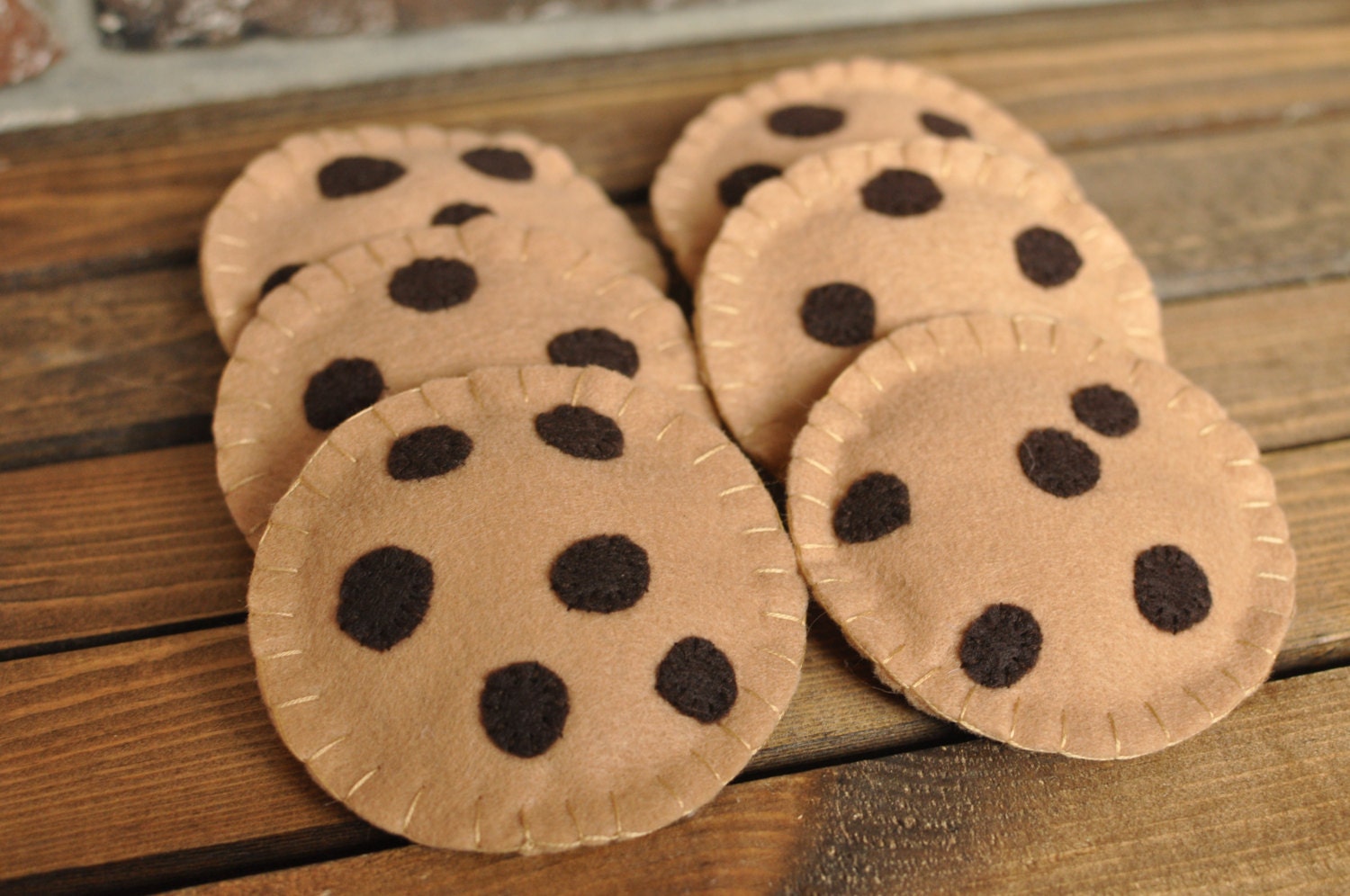 Felt Chocolate Chip Cookies Felt Food for Pretend Play Etsy