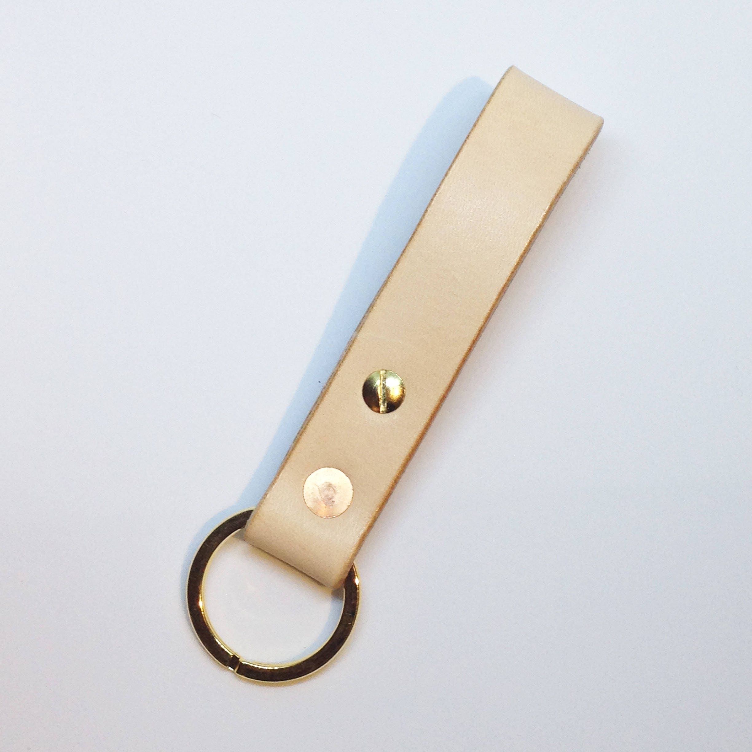 Handmade Leather Key Ring. Key Fob, Key Loop. Natural Veg Tanned ...