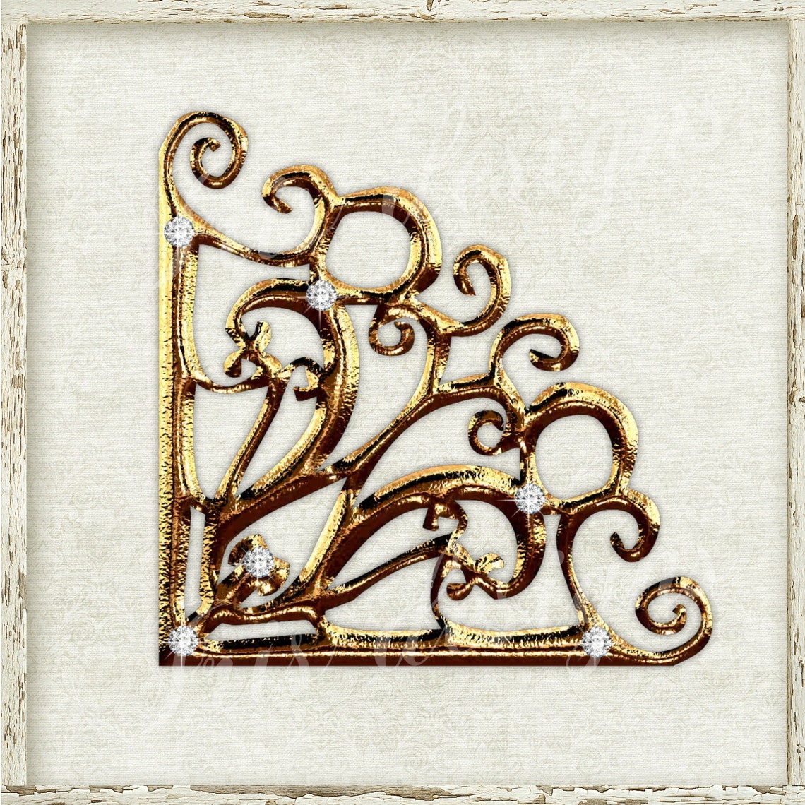 Golden jeweled corners Etsy