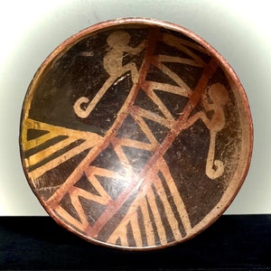 Pre-Columbian Narino Culture Pottery Bowl. Ecuador. Circa 1000 CE. Polychrome With Monkeys.
