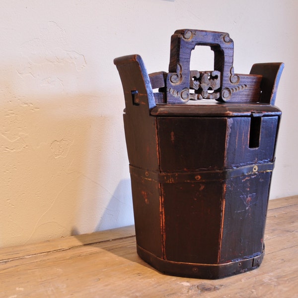 Wooden Tea Cozy, Vintage Wooden Bucket