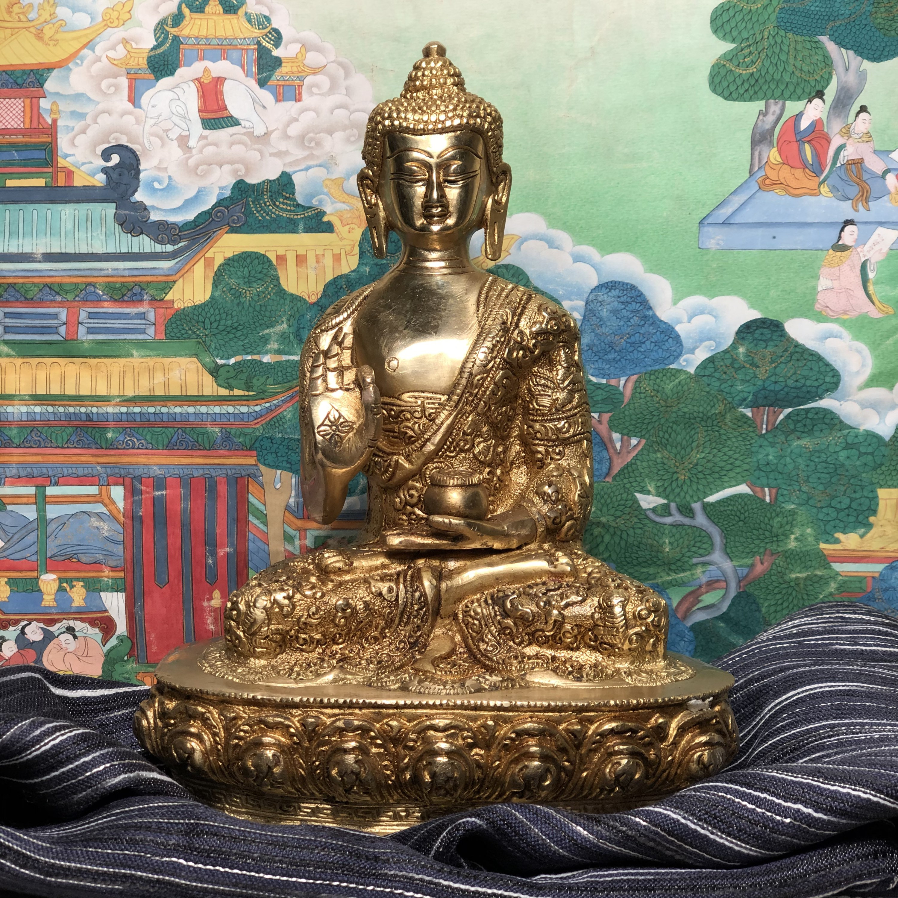 美しく作られた青銅製の阿弥陀仏坐像、ネパール、9インチ - Etsy 日本