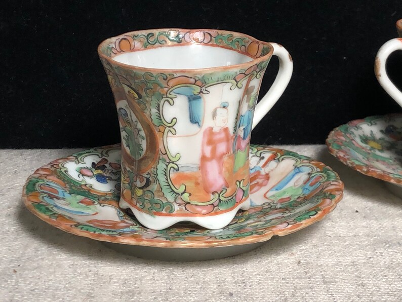 Antique Chinese Famillerose Cup and Saucer Pair Etsy