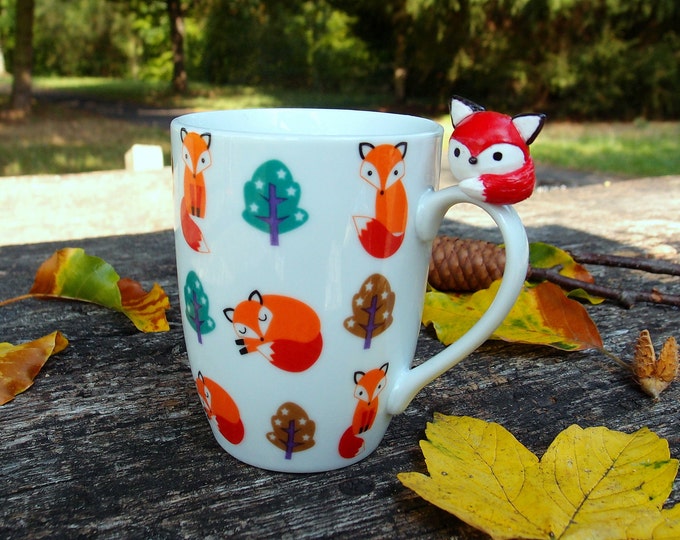 Fox Cup Tea Gift Fox Mug Polymer Clay Fox Animal Mug - Etsy