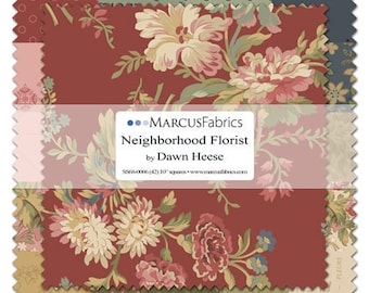 NEW! Neighborhood Florist by Linen Closet Designs - Marcus Fabrics - CHARM PACK - 42 (5") Squares Dawn Heese - Quilting Fabric