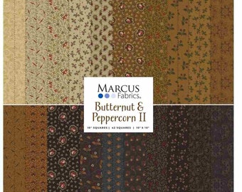 NEW! Butternut & Peppercorn II by Pam Buda for Marcus Fabrics - 10" Layer Cake (42 - 10" Squares)