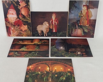 Set of 6 Primitive Blank Notecards w/ Envelopes Christmas Themed 5"x7"