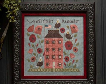 Always Remember by Plum Street Samplers Counted Cross Stitch Pattern/Chart Paulette Stewart Eagle Patriotic Americana