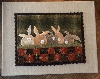 Carrot Patch (Bunny Butts) - Wool Applique Pattern by Susan Gonzales