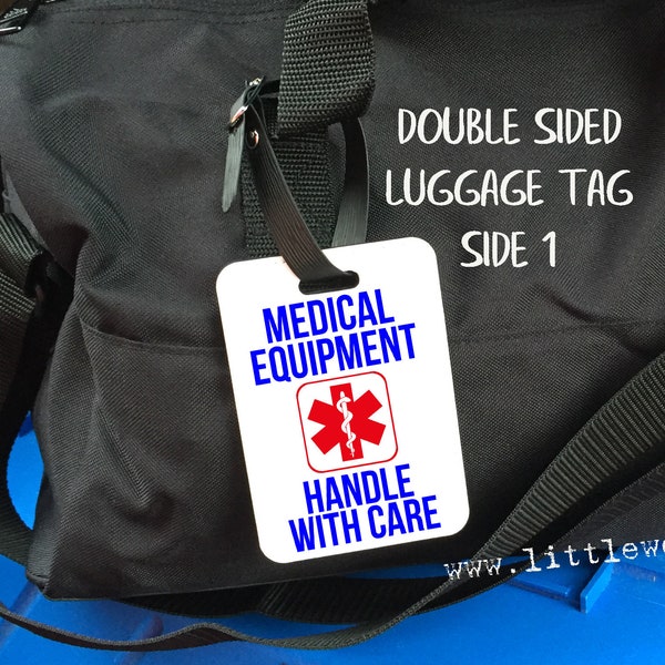 Medical equipment, personalised medical luggage tag, for T1 diabetes, CPAP machine, emergency ID, Type 1 diabetic, custom medical ID