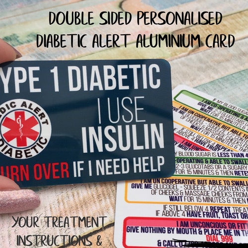 Type 1 Diabetes Medical Card Diabetes Medical Alert Etsy