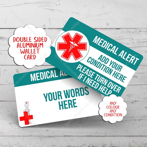 Personalised MEDICAL ALERT card for POTS awareness, Asthma awareness, T1 Diabetes, Ehlers Danlos, Epilepsy awareness, Dementia, anaphylaxis