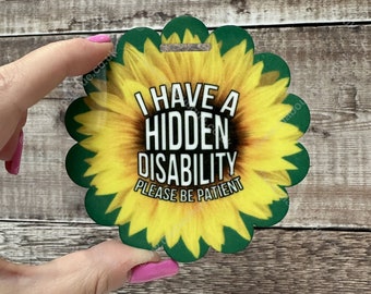 Hidden disability luggage tag, medical luggage tag, disability awareness tag, sunflower tag