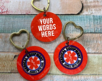 Personalised MEDICAL EQUIPMENT keyring, medical alert keychain, luggage tag, medical alert tag, T1 diabetic