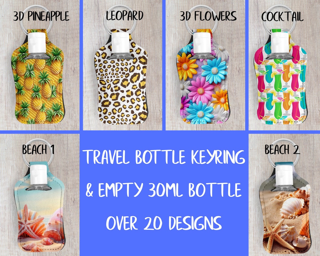 Mini Travel Bottle Keyring, Refillable Plastic Bottle for Holiday, for