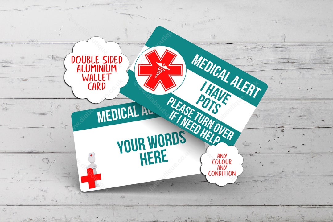 Personalised MEDICAL ALERT Card for POTS Awareness Asthma Etsy