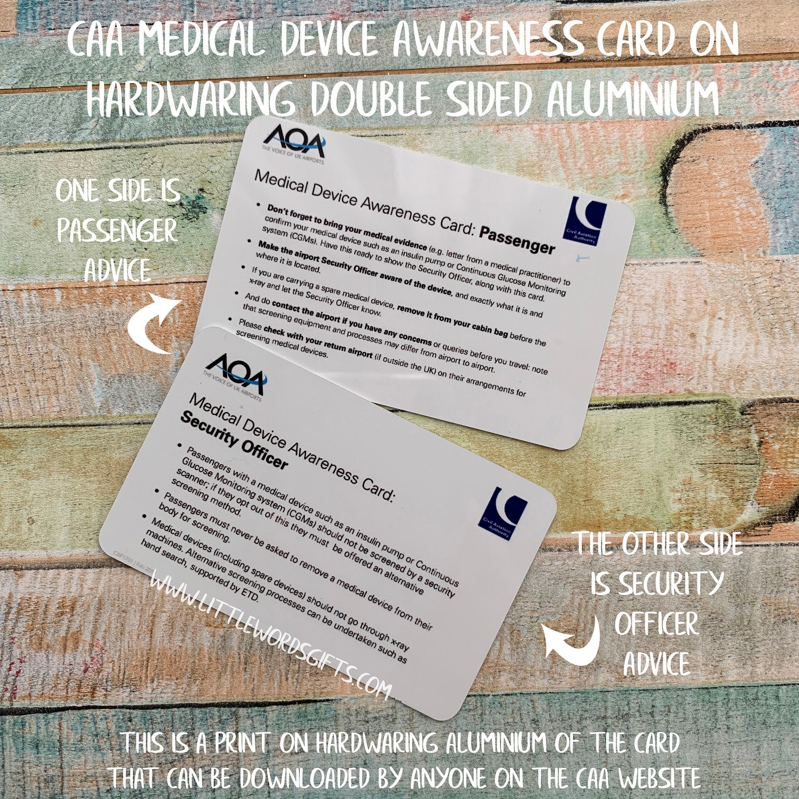 CAA Medical Device Awareness Card Printed on an Aluminium Etsy
