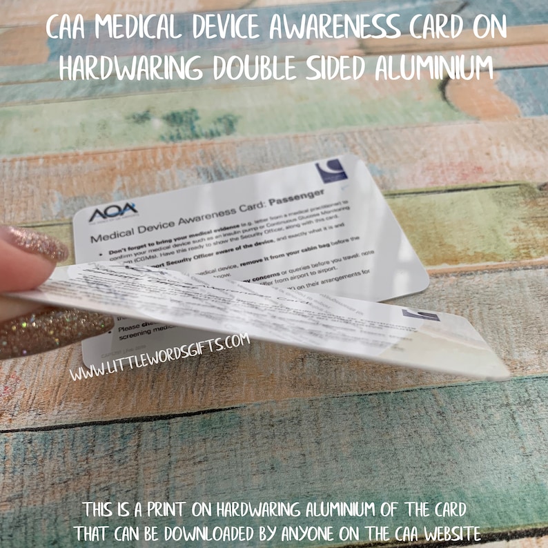 CAA Medical Device Awareness Card Printed on an Aluminium Etsy