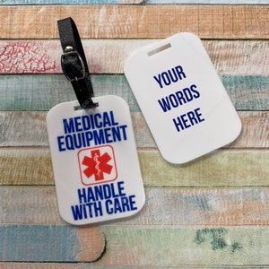 Personalised medical equipment alert, medical luggage tag, for T1 diabetes, Type 1 diabetic, CPAP machine, custom medical ID