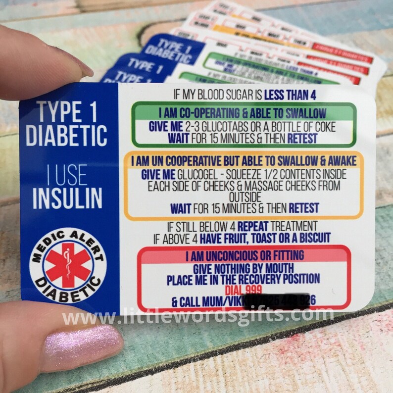 Personalised DIABETIC EMERGENCY Hypo Medical Alert ID | Etsy