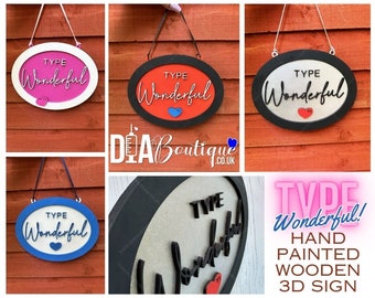 T1 Diabetic hanging sign, Type Wonderful, gift for diabetic, 3D hand painted sign