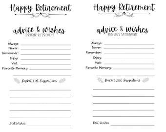 Tarjeta de consejos para la jubilación con lista de deseos. Impresión digital.