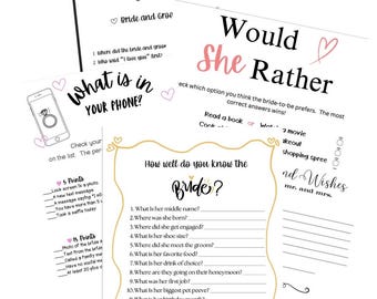 Paquete de juegos para bodas y despedidas de soltera