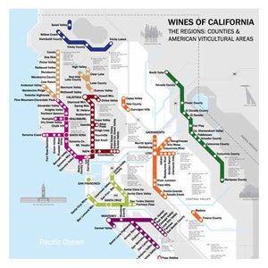 De Longs Metro Style Wine Map of California 18 X 24 - Etsy