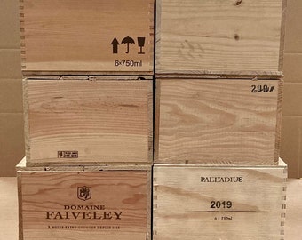 Genuine Wooden Wine Box/Crate - 6 Bottle Size - Pre-Used Wine Boxes, perfect for storage!