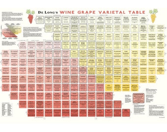 De Long’s Wine Grape Varietal Table / Chart 24" x 36"
