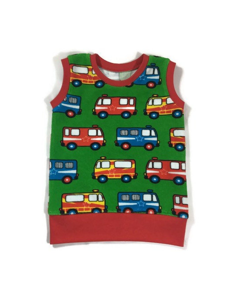 Organic baby vest, Emergency vehicles print, Toddler vest, Organic kids clothing, Organic pullover, Sweater, Unisex baby clothes, Kids vest image 10