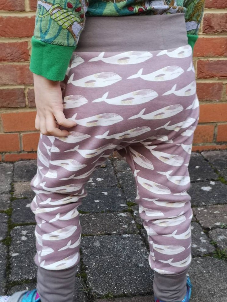 Baby harem pants-Organic cotton-Whales-Unisex baby clothes-Toddler leggings