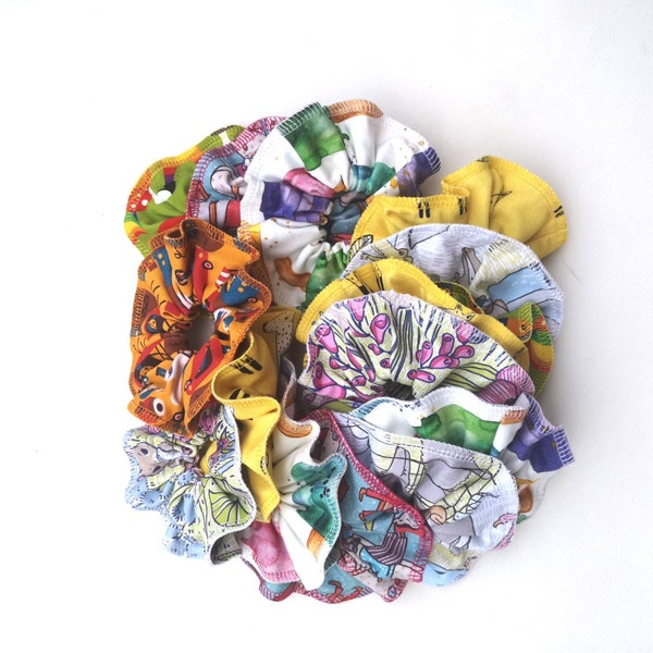 Organic cotton hair scrunchies-Pack of 5-Suprise pack-Hair bobbles