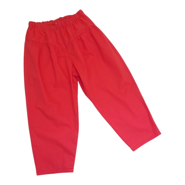 5 à 6 ans, Pantalon enfant en coton biologique rouge, Pantalon enfant bohème, Pantalon bouffant, Pantalon ballon, Vêtements enfants confortables, Pantalon d'été enfant, Éco