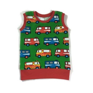 Organic baby vest, Emergency vehicles print, Toddler vest, Organic kids clothing, Organic pullover, Sweater, Unisex baby clothes, Kids vest image 6